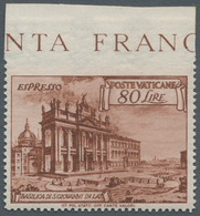 Vatikan: 1949, 80 L Red-brown Express Stamp "basilicas", Imperforated On Top From Upper Margin With - Neufs