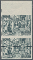 Vatikan: 1951, 5 L Greenish Grey "Council Of Chalcedon", Vertical Pair From Upper Sheet Margin, Uppe - Unused Stamps