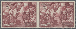 Vatikan: 1951, 25 L Red-brown "Council Of Chalcedon", Horizontal Pair With Vertically Imperforated C - Ungebraucht