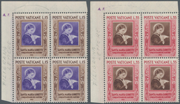 Vatikan: 1953, 15 L And 35 L "S.Maria Goretti", Each As Block Of 4 From Upper Left Corner, All Stamp - Ungebraucht
