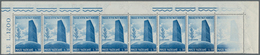 Vatikan: 1965, 30 L Blue "UN Building", Horizontal Strip Of 8 (folded) From Upper Sheet Row With All - Ungebraucht