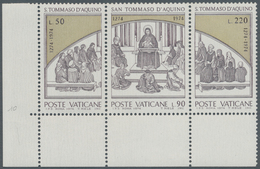 Vatikan: 1974, 50 L, 90 L And 220 L "Thomas Aquinas", Complete Set In Se-tenant Strip Of 3 From Lowe - Ungebraucht