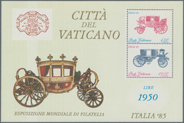 Vatikan: 1985, Stamp Exhibition ITALIA '85, Souvenir Sheet With Background Printing In Green Instead - Unused Stamps