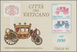 Vatikan: 1985, Stamp Exhibition ITALIA '85, Souvenir Sheet With DOUBLE PRINT Of The Blue Color. VF M - Neufs