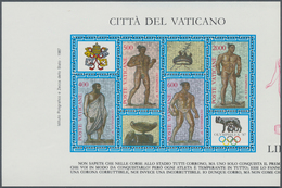 Vatikan: 1987, OLYMPHILEX '87, Souvenir Sheet, Complete Printing Set Strongly Shifted To The Right S - Ungebraucht