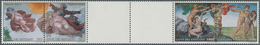 Vatikan: 1994, 2 X 350 L And 2 X 1000 L "Sistine Chapel", Horizontal Gutter Strip Of 6 With Each Two - Unused Stamps