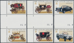 Vatikan: 1997, Papal Cars And Coaches, Lot With 6 Different Vertical Gutter Pairs: 50 + 50 L, 100 + - Unused Stamps