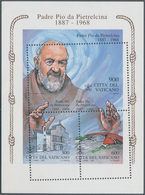 Vatikan: 1998, Padre Pio, Souvenir Sheet, Perforation Significantly Shifted Downwards And To The Rig - Unused Stamps