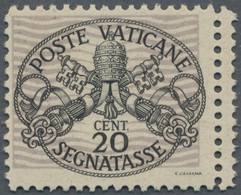 Vatikan - Portomarken: 1946, 20 C Black/violet-grey "coat Of Arms" With Broad Background Lines, Doub - Taxes