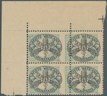Vatikan - Portomarken: 1945, 2 L Black/bright Blue "coat Of Arms", Block Of 4 From Upper Left Sheet - Postage Due