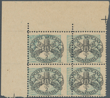 Vatikan - Portomarken: 1945, 2 L Black/bright Blue "coat Of Arms", Block Of 4 From Upper Left Sheet - Strafport