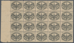 Vatikan - Portomarken: 1945, 5 L Black/grey "coat Of Arms", Block Of 20 (5 X 4) From Right Sheet Mar - Taxes