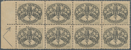 Vatikan - Portomarken: 1945, 5 L Black/grey "coat Of Arms", Block Of 8 (4 X 2) From Left Sheet Margi - Taxes