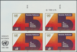 Vereinte Nationen - Wien: 1990. IMPERFORATE Margin Block Of 4 For The 9s Value Of The Issue "United - Neufs