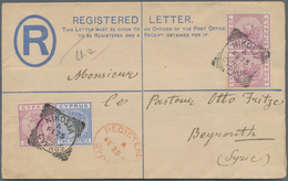 Zypern - Ganzsachen: 1896, Registration Envelope QV 2 Pia. Uprated 2 Pia And 30 Paras (3 Inc. Pair) - Sonstige & Ohne Zuordnung