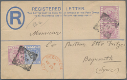 Zypern - Ganzsachen: 1896, Registration Envelope QV 2 Pia. Uprated 2 Pia And 30 Paras (3 Inc. Pair) - Andere & Zonder Classificatie