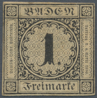 Baden - Marken Und Briefe: 1851, 1 Kr. Schwarz Auf Sämisch, Leuchtend Farbfrisches Exemplar, Allseit - Autres & Non Classés