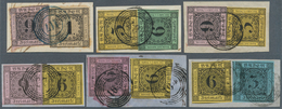 Baden - Marken Und Briefe: 1851/58, Acht Briefstücke Der Geschnittenen Marken Mit (Ausgaben)-Mischfr - Autres & Non Classés