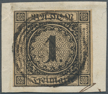 Baden - Marken Und Briefe: 1851: 1 Kr Schwarz Auf Bräunlich, Abart "obere Randlinie Eingekerbt", Sel - Autres & Non Classés