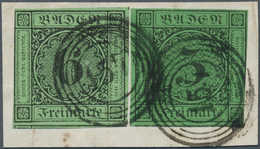Baden - Marken Und Briefe: 1851/53, Ziffernausgabe 6 Kr. Schwarz Auf Grün Und 1853, 3 Kr. Schwarz Au - Other & Unclassified