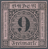 Baden - Marken Und Briefe: 1851, Ziffern 9 Kr. Schwarz Auf Dünnem Rosalila Papier Der 1. Auflage, UN - Other & Unclassified