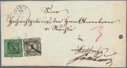 Baden - Marken Und Briefe: 1858, Zwei Belege Mit 3 Kr. Auf Grün Und Zustellgebühr 1 Kr. Auf Weiß, Da - Autres & Non Classés