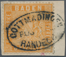 Baden - Marken Und Briefe: 1860 6 Kr Hellgelborange (kleines Risschen Sonst Tadellos) Auf Briefstück - Autres & Non Classés
