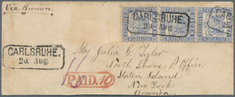 Baden - Marken Und Briefe: 1866, 6 Kreuzer Ultramarin Im Waager. 3er-Streifen Entwertet Mit Ra2 "CAR - Autres & Non Classés