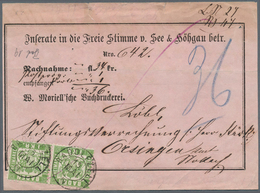 Baden - Marken Und Briefe: 1868, Vordruck-Nachnahme-Quittung Mit Wappen 1 Kr. Lebhaftgrün Im Waagere - Other & Unclassified