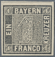 Bayern - Marken Und Briefe: 1849, 1 Kreuzer Schwarz, Platte 1, Ungebraucht Mit Originalgummierung, A - Sonstige & Ohne Zuordnung