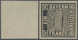 Bayern - Marken Und Briefe: 1849, SCHWARZER EINSER 1 Kreuzer Schwarz, Platte 1, Ungebraucht Mit Link - Sonstige & Ohne Zuordnung