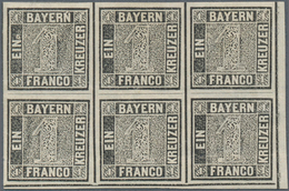 Bayern - Marken Und Briefe: 1849, Ziffernzeichnung 1 Kr. Grauschwarz Auf Weiß, Platte 1, Ungebraucht - Autres & Non Classés