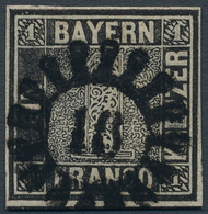 Bayern - Marken Und Briefe: 1849, Schwarzer Einser 1 Kreuzer Grauschwarz, Platte 2 Mit GMR "16" (Au - Other & Unclassified