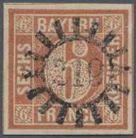 Bayern - Marken Und Briefe: 1849, Freimarke Ziffern 6 Kr. Lebhaftrötlichbraun Platte I (unterbrochen - Sonstige & Ohne Zuordnung