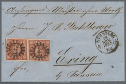 Bayern - Marken Und Briefe: 1853, 6 Kr. Braun, Type II, Platte 1, Farbfrisches Waagerechtes Paar, Al - Andere & Zonder Classificatie