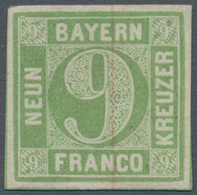 Bayern - Marken Und Briefe: 1850, 9 Kreuzer Bläulichgrün, Type III, UNGEBRAUCHT Ohne Gummi, Besonder - Other & Unclassified