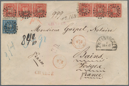 Bayern - Marken Und Briefe: 1864 (14. Nov.): Zwei Waagerechte Dreierstreifen Der 18 Kr. Zinnoberrot - Other & Unclassified