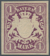 Bayern - Marken Und Briefe: 1874, Wappen 1 Mark Dunkelviolett, UNGEBRAUCHT, Allseits Breitrandig Ges - Sonstige & Ohne Zuordnung