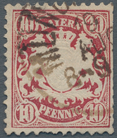 Bayern - Marken Und Briefe: 1876, "3" Auf 10 Pf Lilarot ABART Gestempelt Mit Mängeln (Zahnfehler), F - Autres & Non Classés