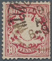 Bayern - Marken Und Briefe: 1876, "3" Auf 10 Pf Lilarot ABART Gestempelt Mit Mängeln (Zahnfehler), F - Other & Unclassified