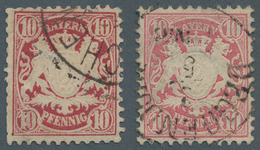 Bayern - Marken Und Briefe: 1876, "3" Auf 10 Pf Rosa Und 10 Pf Mittellilarot Je Gestempelt Und Mit F - Other & Unclassified