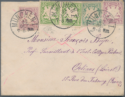 Bayern - Marken Und Briefe: 1876, 2 X 3 Pfg. Hellgrün, 5 Pfg. Opalgrün Und 2 X 5 Pfg. Violett Auf Au - Autres & Non Classés