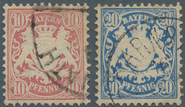 Bayern - Marken Und Briefe: 1876, 10 Pf Wappen Mittellilarot Und 20 Pf Desgl. Preußischblau Je Saube - Other & Unclassified