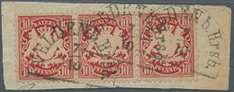 Bayern - Marken Und Briefe: 1876, 10 Pf Rotkarmin Im Waager. 3er-Streifen Auf Briefstück Mit 3x HKr - Other & Unclassified