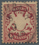 Bayern - Marken Und Briefe: 1876, 10 Pf Wappen Weinrot, Sauber Gestempelt, Fotokurzbefund BPP, Echt - Sonstige & Ohne Zuordnung