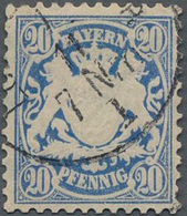Bayern - Marken Und Briefe: 1876, 20 Pf Preußischblau Sauber Gestempelt, Gepr. BPP, Mi 250.- - Sonstige & Ohne Zuordnung