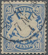 Bayern - Marken Und Briefe: 1876, 20 Pf Preußischblau Sauber Gestempelt, Gepr. BPP, Mi 250.- - Other & Unclassified