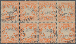 Bayern - Marken Und Briefe: 1876, 2 Mark Orange Im Waager. 8er-Block Mit Seltenem Kleinen, Einzeln A - Autres & Non Classés
