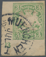 Bayern - Marken Und Briefe: 1881, 3 Pfg. Grün, Wasserzeichen "senkrechte Wellenlinien", Farbfrisches - Autres & Non Classés