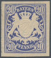 Bayern - Marken Und Briefe: 1881, 20 Pfg. Ultramarin, Wasserzeichen "senkrechte Wellnlinien", Farbfr - Sonstige & Ohne Zuordnung